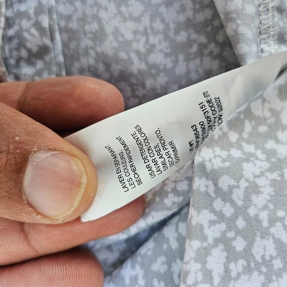 Van Heusen Men Shirt Short Sleeve Slim Fit Never Tuck White/Gray Size L/G NWT - Picture 9 of 10